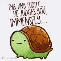 Funny This Tiny Turtle... He Judges You, Immensely. Beanie thumb 2