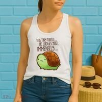 Funny This Tiny Turtle... He Judges You, Immensely. Women's Tank Top thumb 2