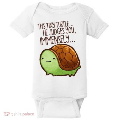 Funny This Tiny Turtle... He Judges You, Immensely. Baby Bodysuit