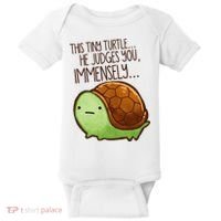 Funny This Tiny Turtle... He Judges You, Immensely. Baby Bodysuit thumb 0