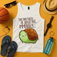 Funny This Tiny Turtle... He Judges You, Immensely. Tank Top thumb 4