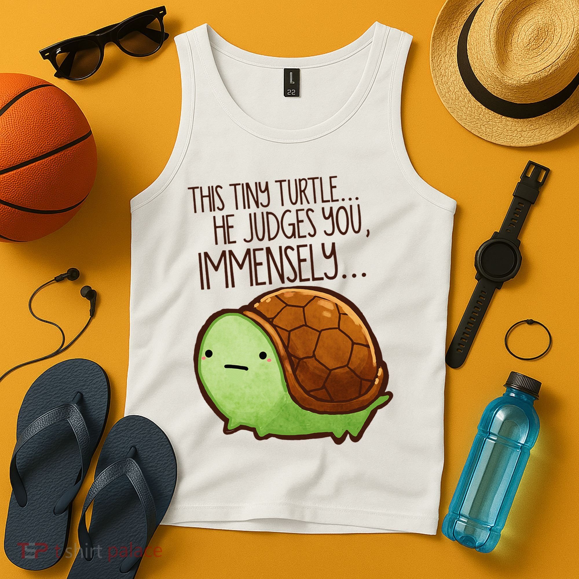 Funny This Tiny Turtle... He Judges You, Immensely. Tank Top