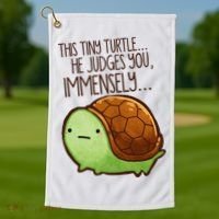 Funny This Tiny Turtle... He Judges You, Immensely. Golf Towel thumb 1