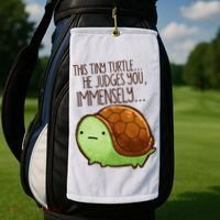Funny This Tiny Turtle... He Judges You, Immensely. Golf Towel thumb 2