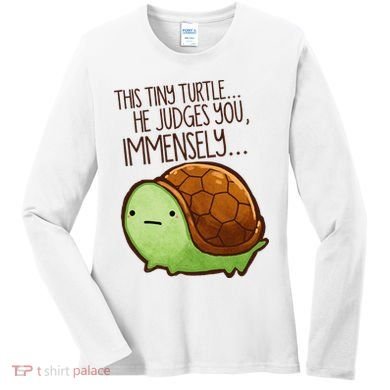 Funny This Tiny Turtle... He Judges You, Immensely. Women's Long Sleeve Shirt