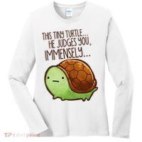 Funny This Tiny Turtle... He Judges You, Immensely. Women's Long Sleeve Shirt thumb 0