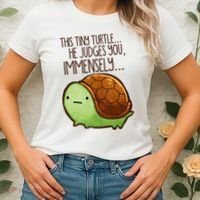 Funny This Tiny Turtle... He Judges You, Immensely. Women's T-Shirt thumb 2