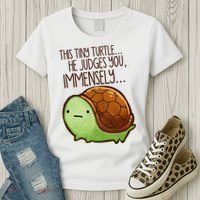 Funny This Tiny Turtle... He Judges You, Immensely. Women's T-Shirt thumb 3