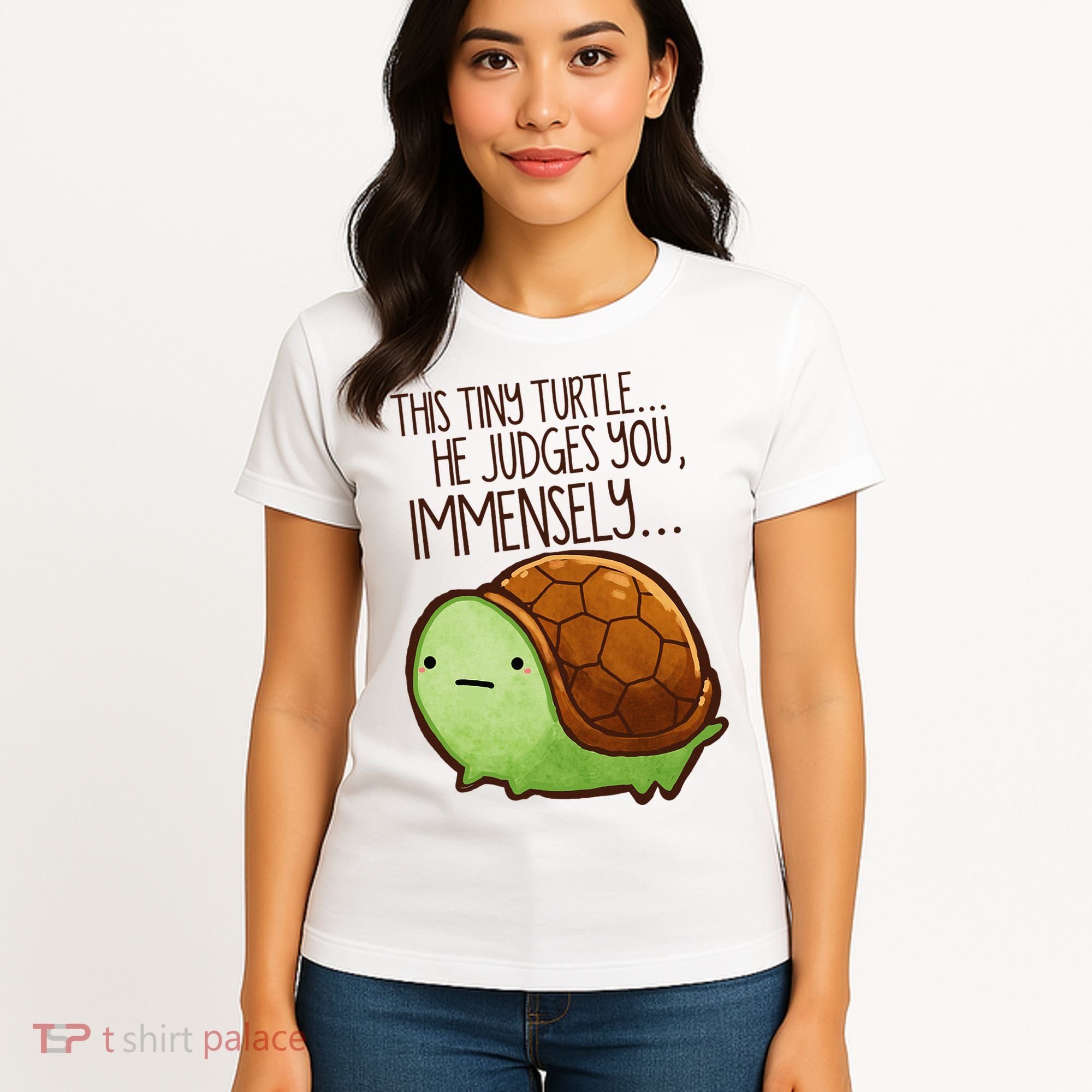 Funny This Tiny Turtle... He Judges You, Immensely. Women's T-Shirt