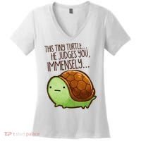 Funny This Tiny Turtle... He Judges You, Immensely. Women's V-Neck T-Shirt thumb 0