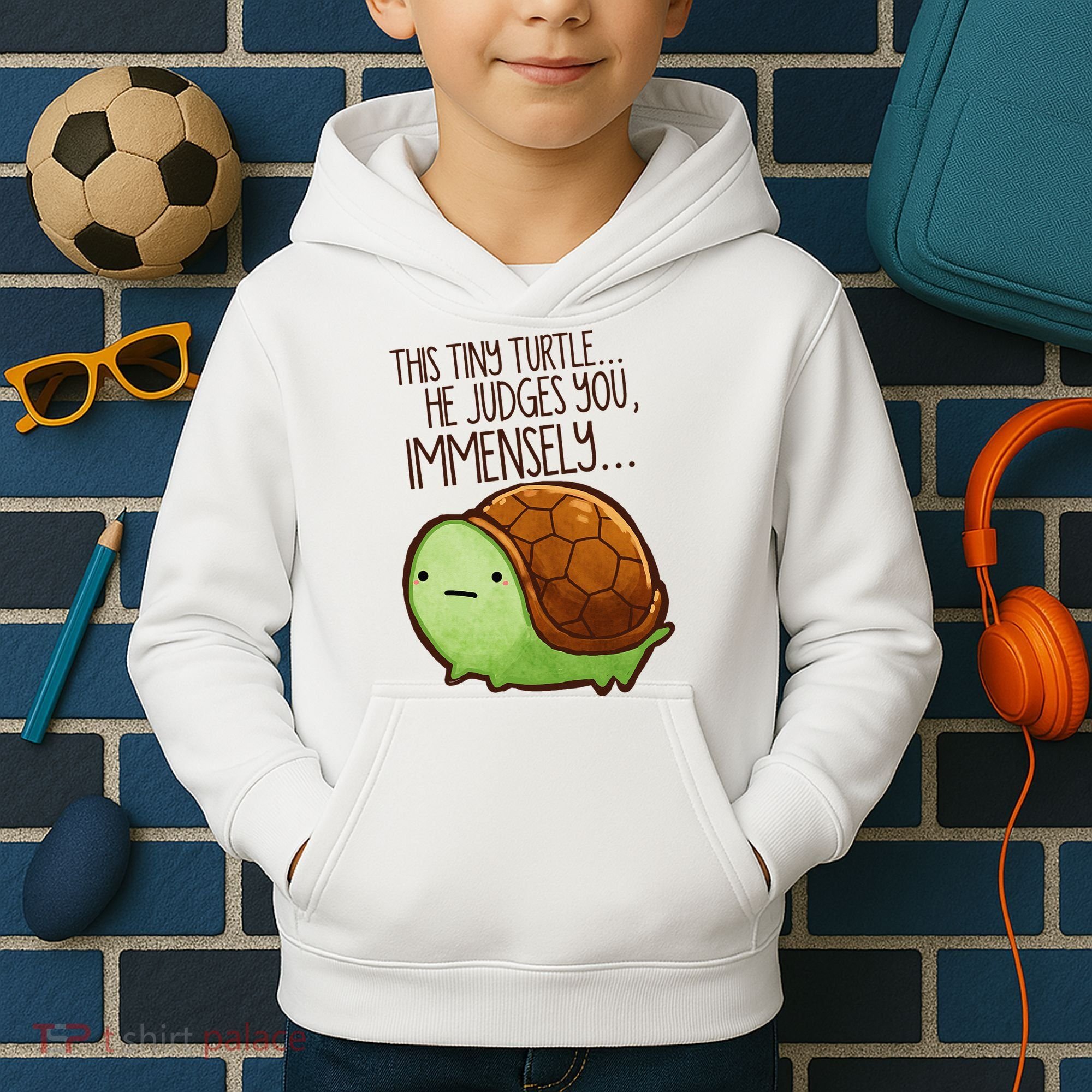 Funny This Tiny Turtle... He Judges You, Immensely. Kids Hoodie