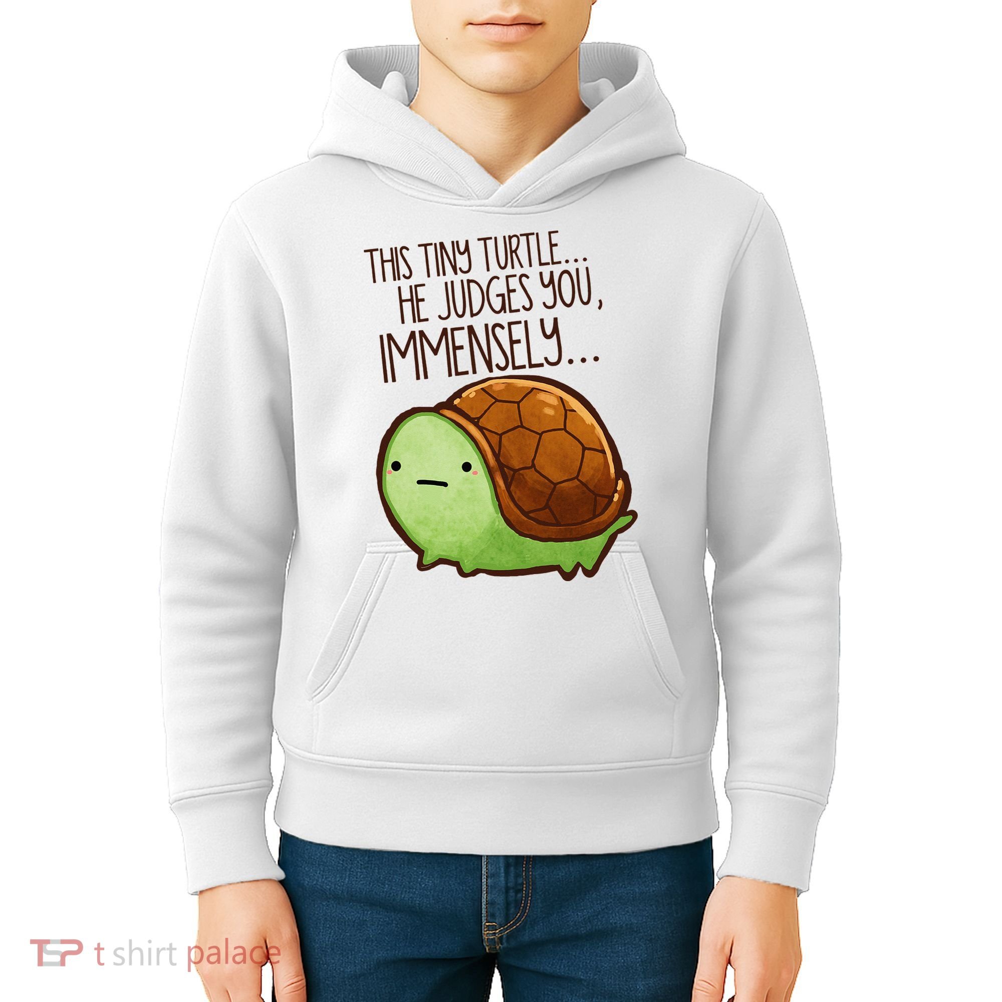 Funny This Tiny Turtle... He Judges You, Immensely. Kids Hoodie