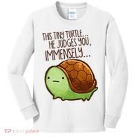 Funny This Tiny Turtle... He Judges You, Immensely. Kids Long Sleeve Shirt thumb 0