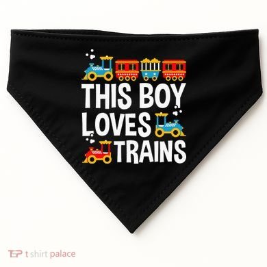 Funny Train This Boy Loves Trains USA-Made Doggie Bandana