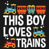 Funny Train This Boy Loves Trains USA-Made Doggie Bandana thumb 2