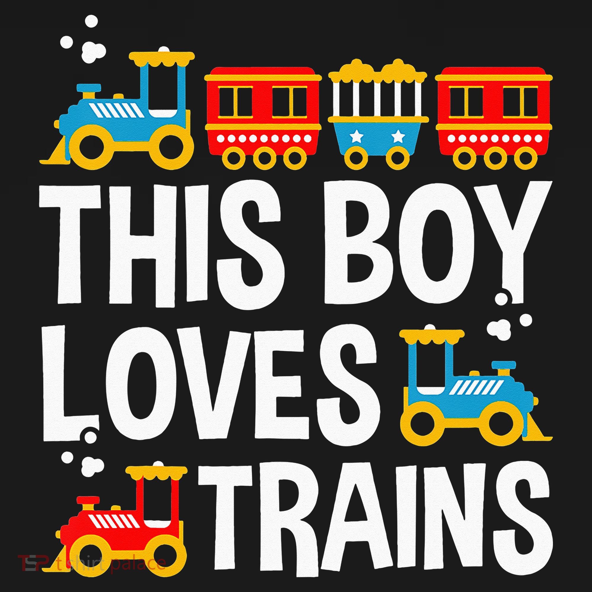 Funny Train This Boy Loves Trains USA-Made Doggie Bandana