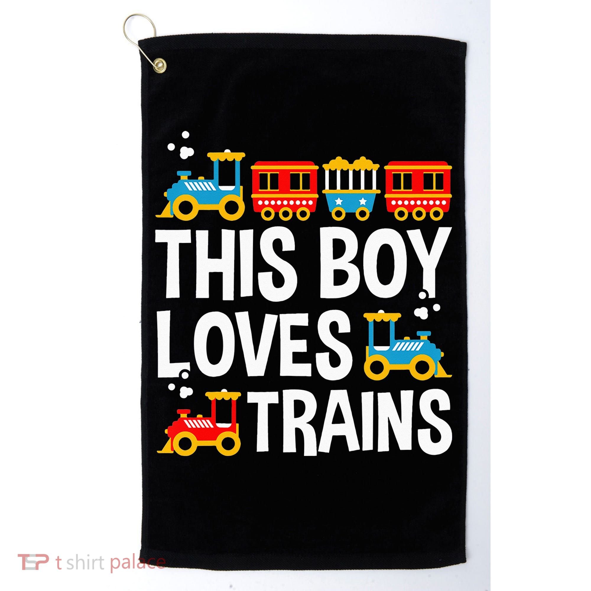 Funny Train This Boy Loves Trains Golf Towel