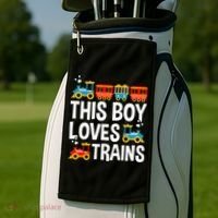 Funny Train This Boy Loves Trains Golf Towel thumb 2
