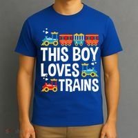 Funny Train This Boy Loves Trains T-Shirt thumb 3