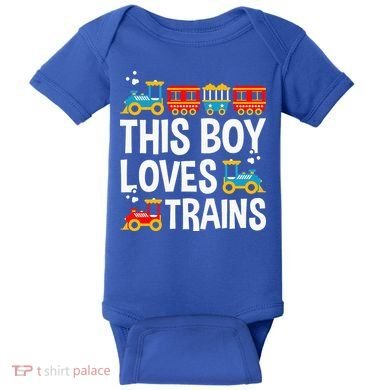 Funny Train This Boy Loves Trains Baby Bodysuit