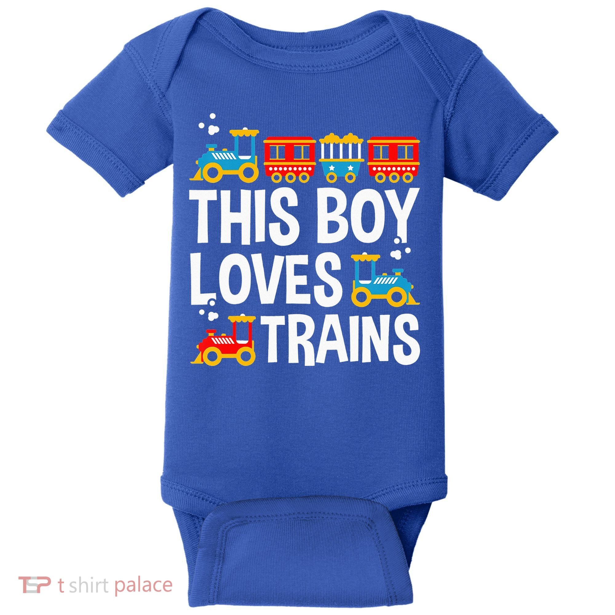 Funny Train This Boy Loves Trains Baby Bodysuit