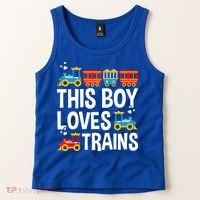 Funny Train This Boy Loves Trains Tank Top thumb 2