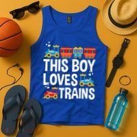Funny Train This Boy Loves Trains Tank Top thumb 4