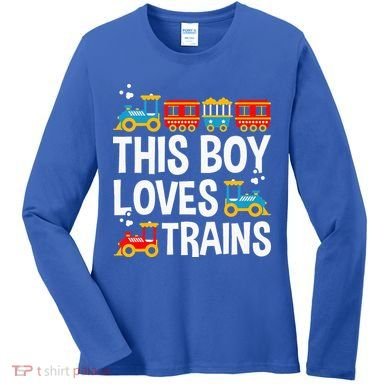Funny Train This Boy Loves Trains Women's Long Sleeve Shirt