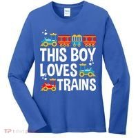 Funny Train This Boy Loves Trains Women's Long Sleeve Shirt thumb 0