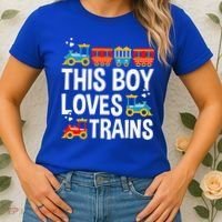 Funny Train This Boy Loves Trains Women's T-Shirt thumb 2