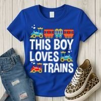 Funny Train This Boy Loves Trains Women's T-Shirt thumb 3