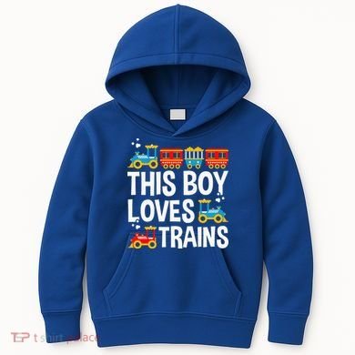 Funny Train This Boy Loves Trains Kids Hoodie
