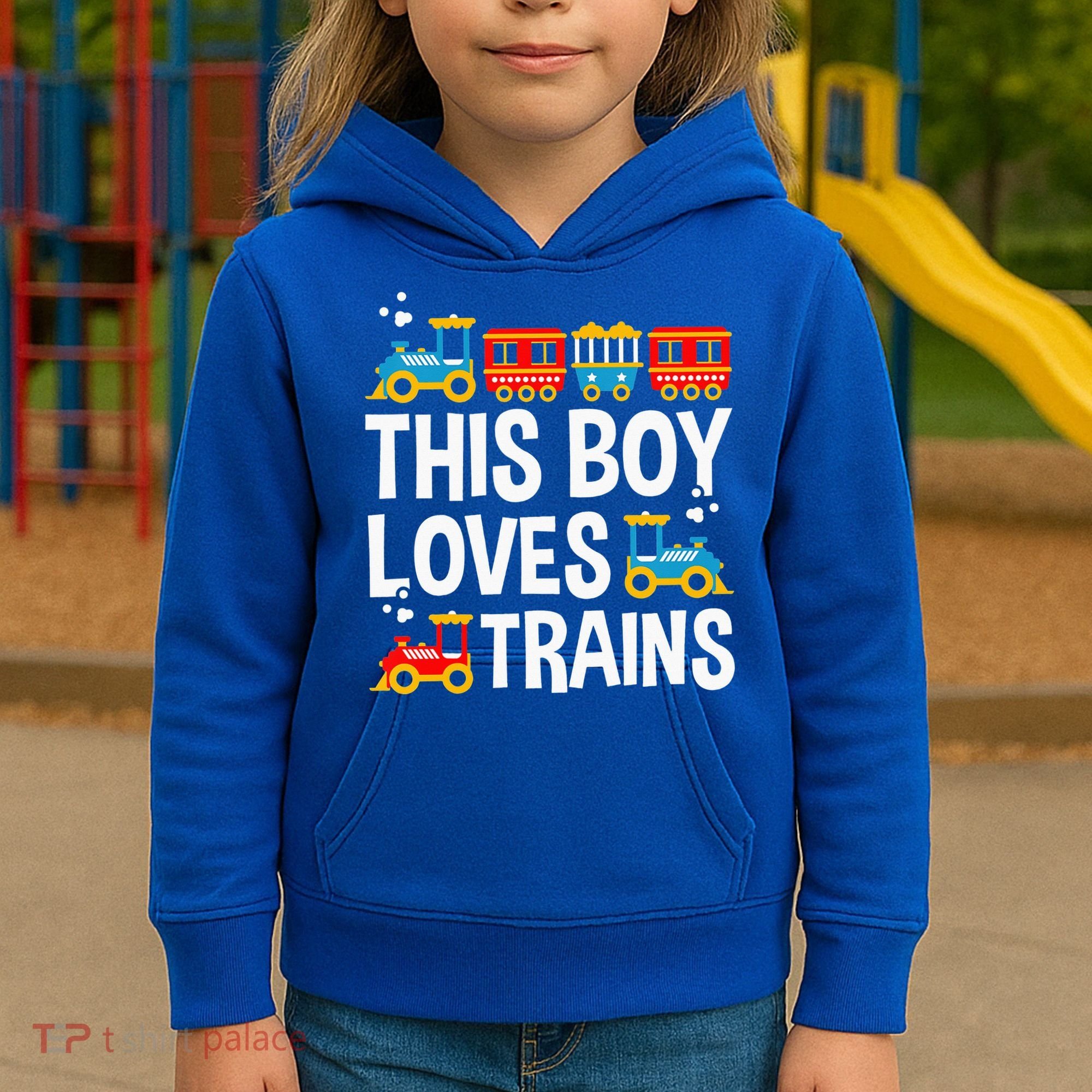 Funny Train This Boy Loves Trains Kids Hoodie