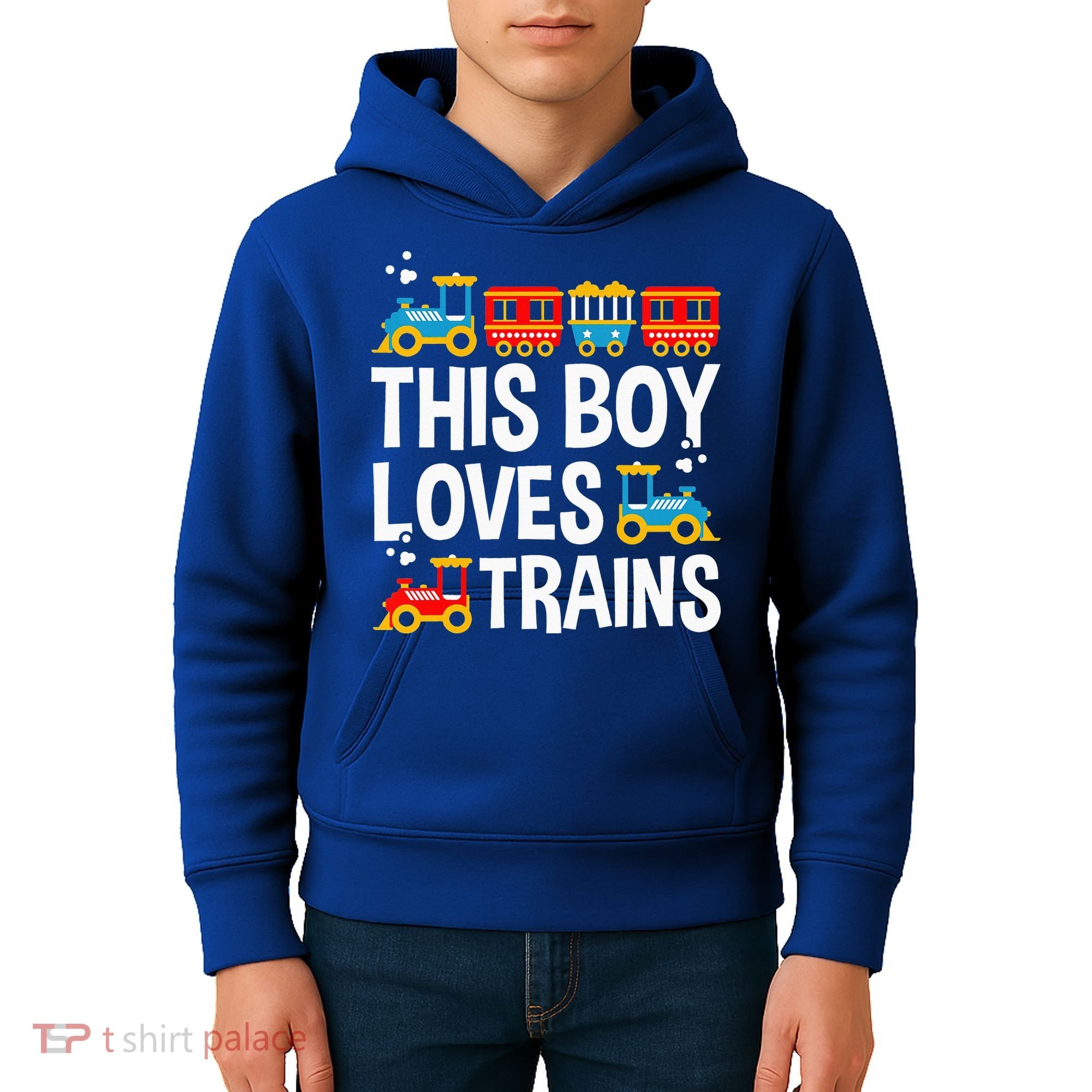 Funny Train This Boy Loves Trains Kids Hoodie