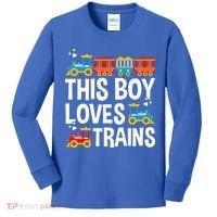 Funny Train This Boy Loves Trains Kids Long Sleeve Shirt thumb 0