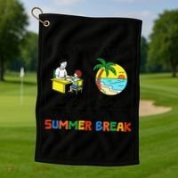 First Teach Then Beach Im Earning A Summer Break Teacher Golf Towel thumb 1