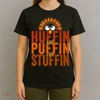 Funny Turkey Trot Huffin And Puffin For Stuffin T-Shirt thumb 4