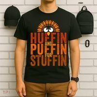 Funny Turkey Trot Huffin And Puffin For Stuffin T-Shirt thumb 6