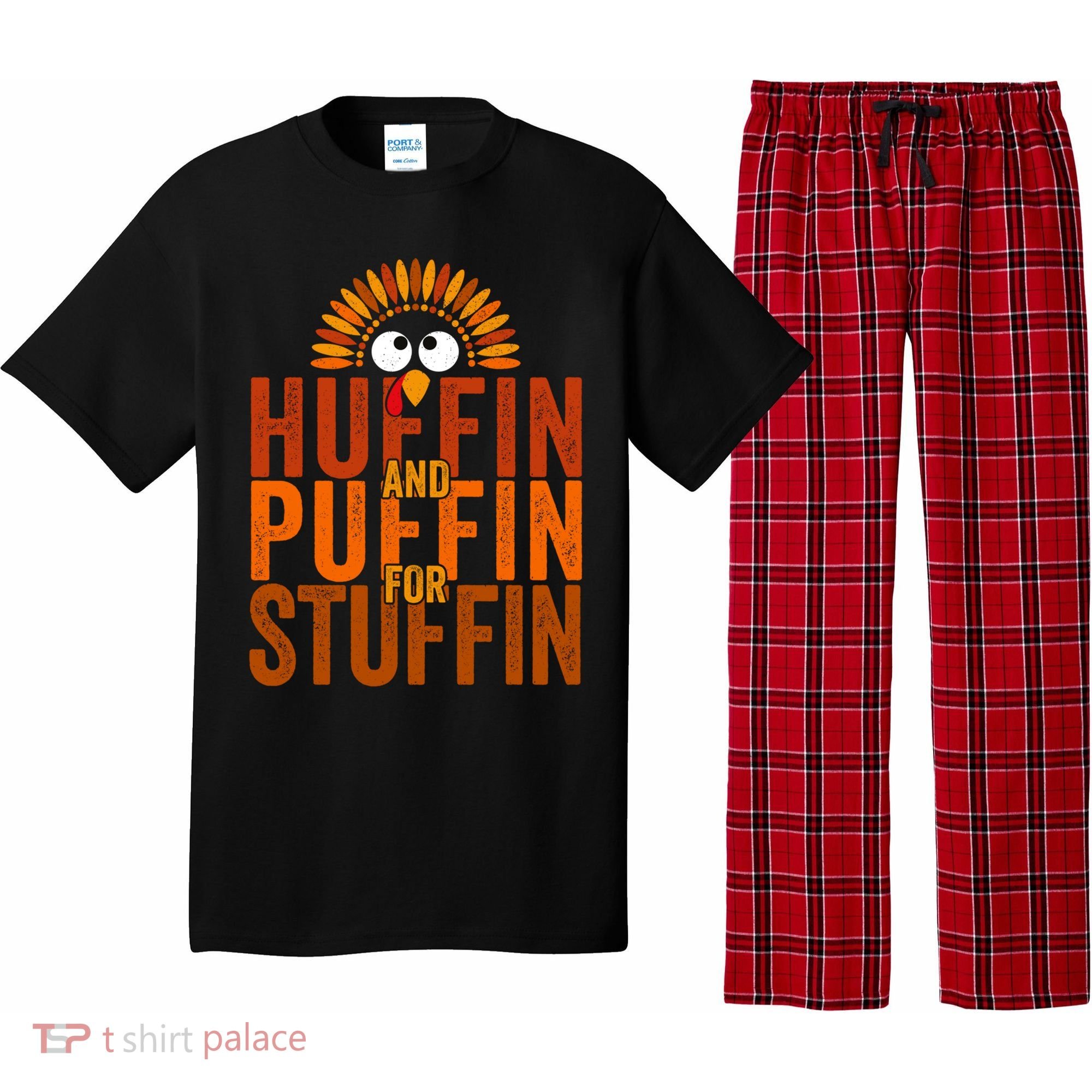 Funny Turkey Trot Huffin And Puffin For Stuffin Pajama Set