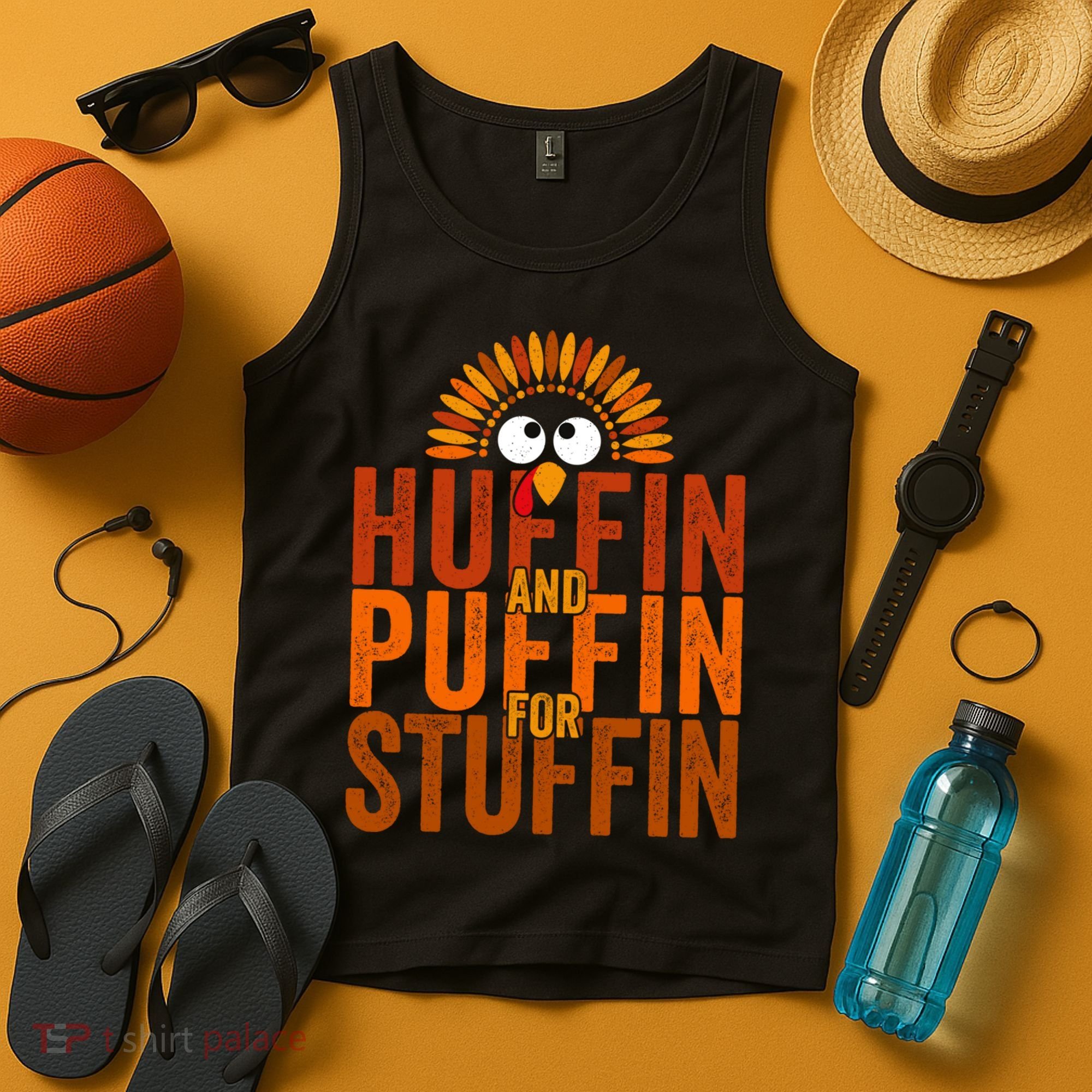Funny Turkey Trot Huffin And Puffin For Stuffin Tank Top