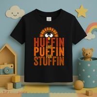 Funny Turkey Trot Huffin And Puffin For Stuffin Toddler T-Shirt thumb 3