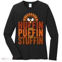 Funny Turkey Trot Huffin And Puffin For Stuffin Women's Long Sleeve Shirt thumb 0