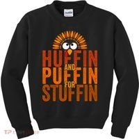 Funny Turkey Trot Huffin And Puffin For Stuffin Kids Sweatshirt thumb 0