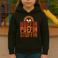 Funny Turkey Trot Huffin And Puffin For Stuffin Kids Hoodie thumb 3