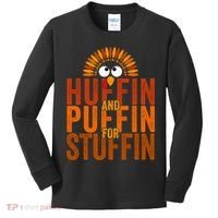 Funny Turkey Trot Huffin And Puffin For Stuffin Kids Long Sleeve Shirt thumb 0