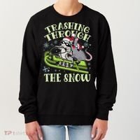 Funny Trashing Through The Snow Sleding Raccoon And Opossum Women's Sweatshirt thumb 0