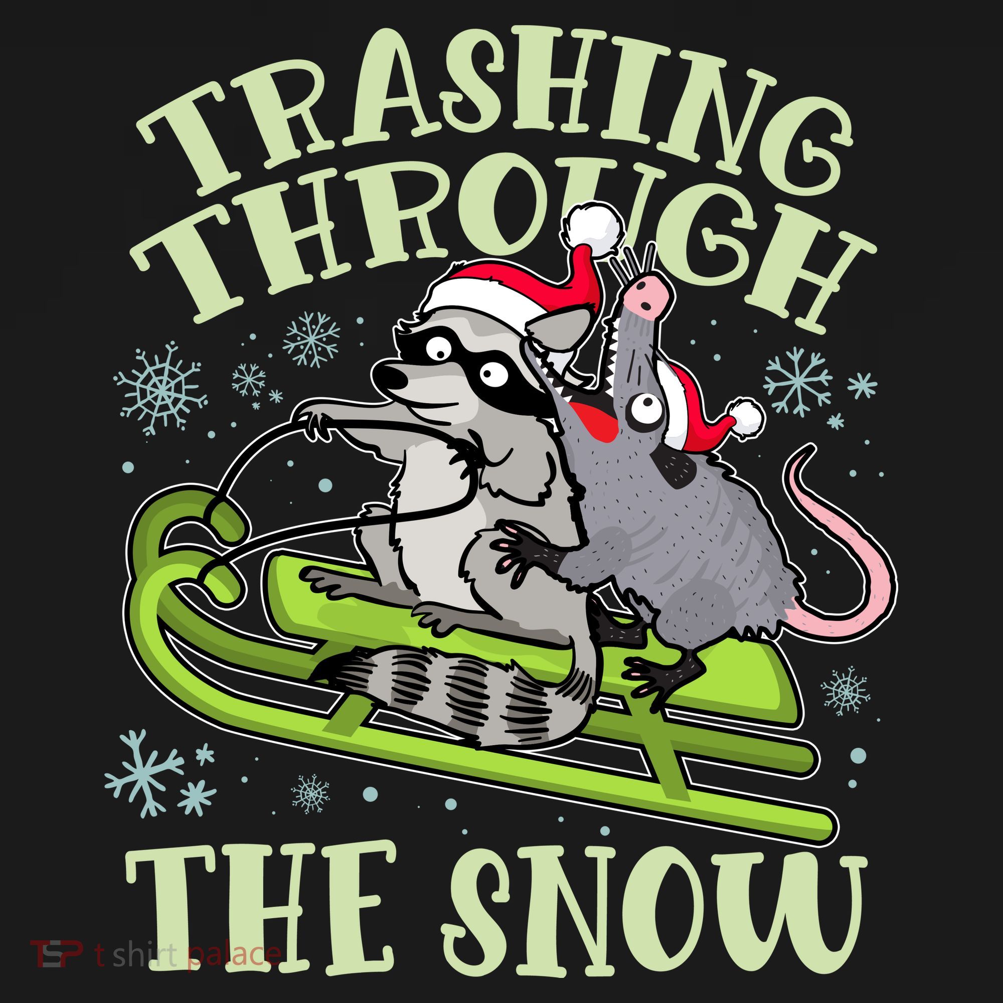 Funny Trashing Through The Snow Sleding Raccoon And Opossum Bucket Hat
