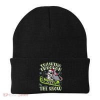 Funny Trashing Through The Snow Sleding Raccoon And Opossum Beanie thumb 0