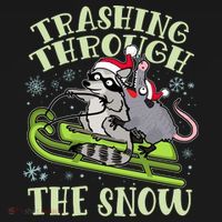 Funny Trashing Through The Snow Sleding Raccoon And Opossum Women's Hoodie thumb 2