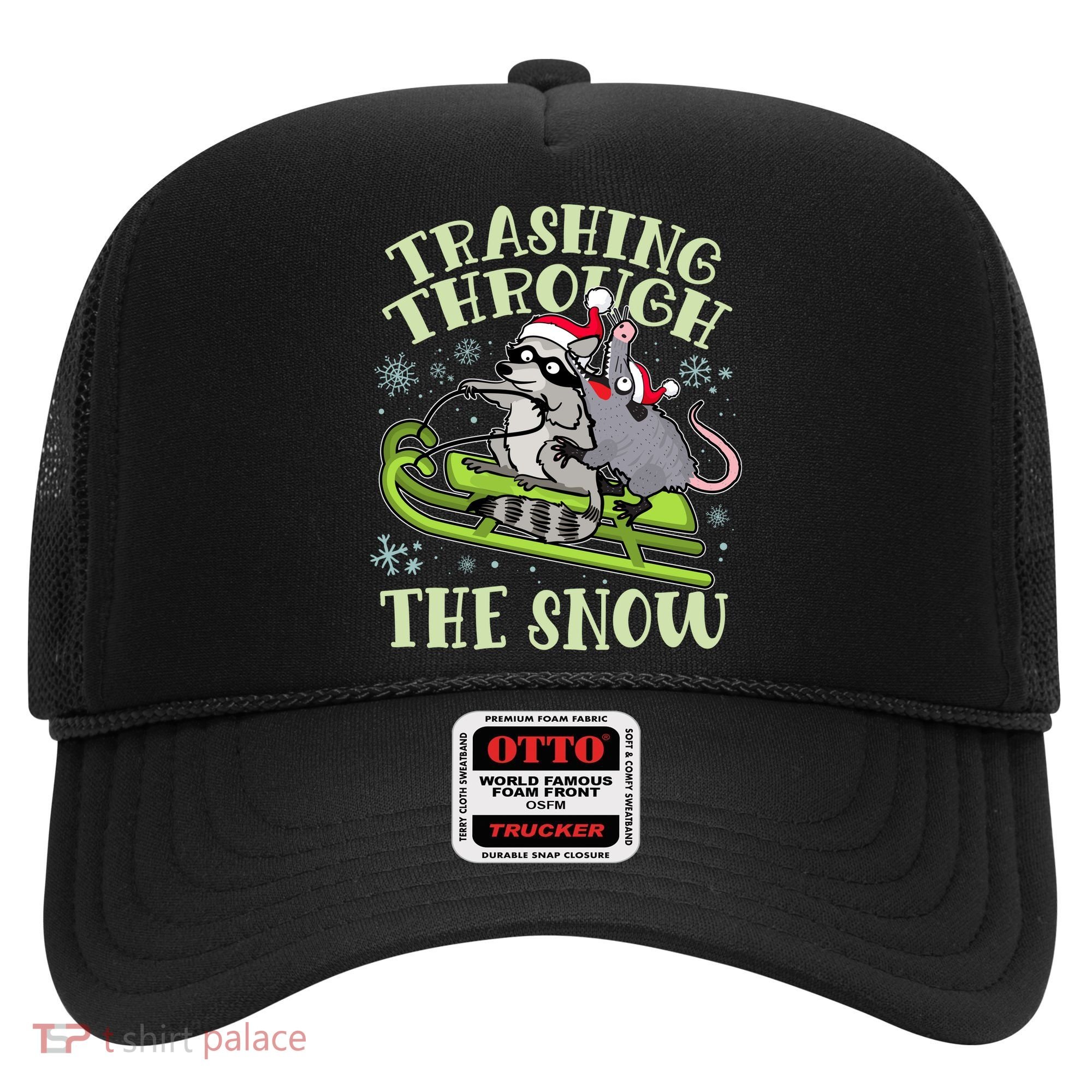 Funny Trashing Through The Snow Sleding Raccoon And Opossum Hat